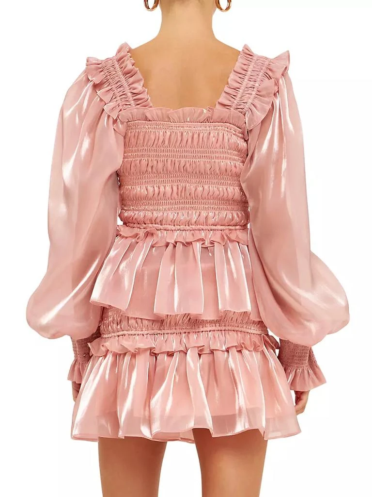 商品Endless Rose|Sheen Smocked Long Sleeve Mini Dress,价格¥1284,第5张图片详细描述