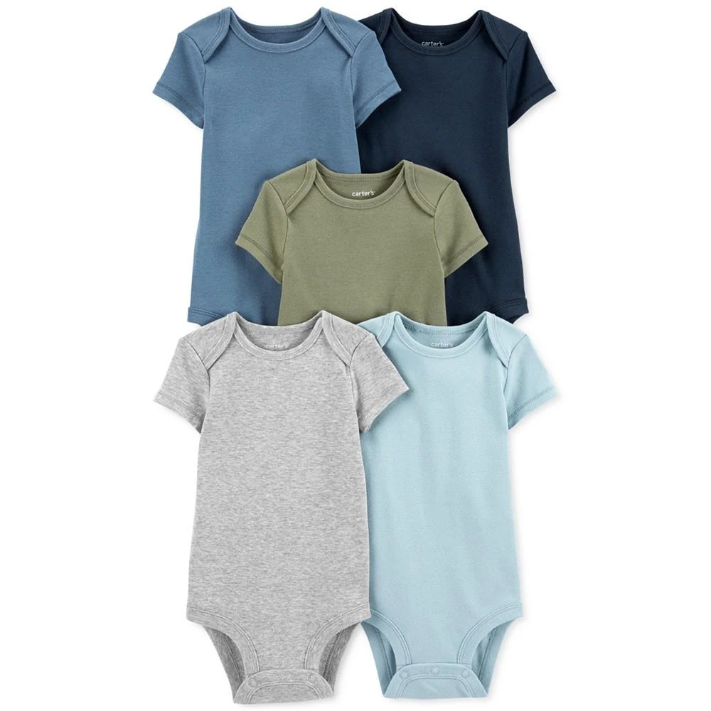 商品Carter's|Baby Boys Short Sleeved Crewneck Bodysuits, Pack of 5,价格¥135,第1张图片
