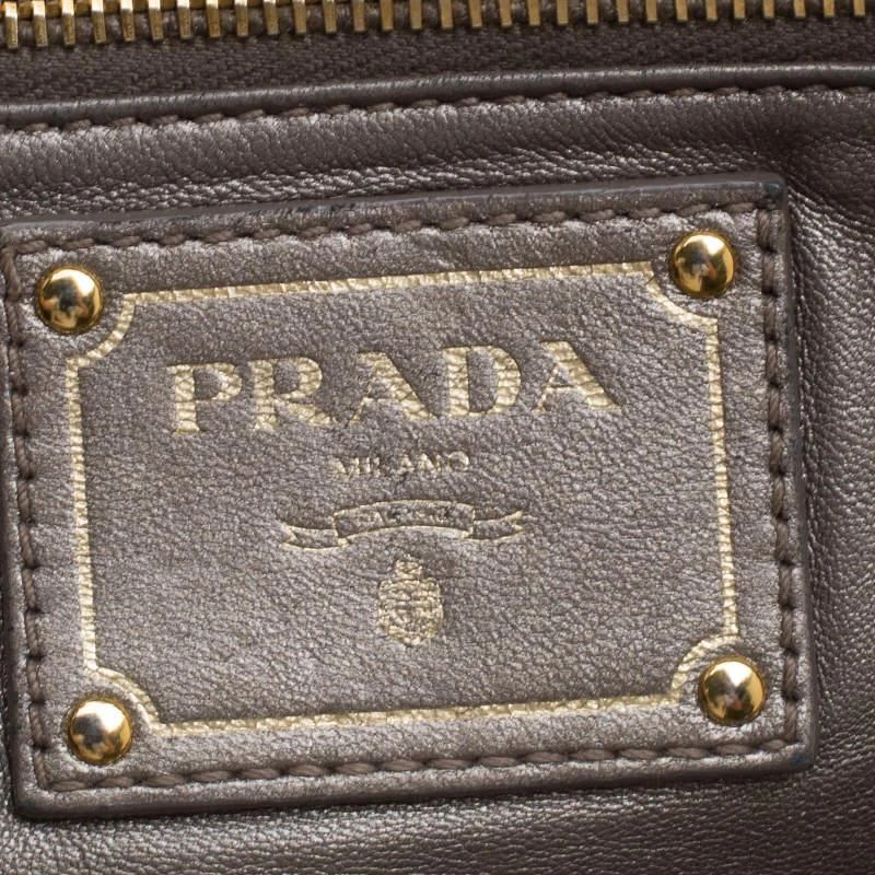 Prada Beige Talco Lace Print Cervo Leather Bowling Bag 商品