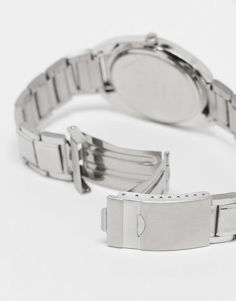 Brave Soul chunky link strap watch in silver with blue dial商品第3张图片规格展示