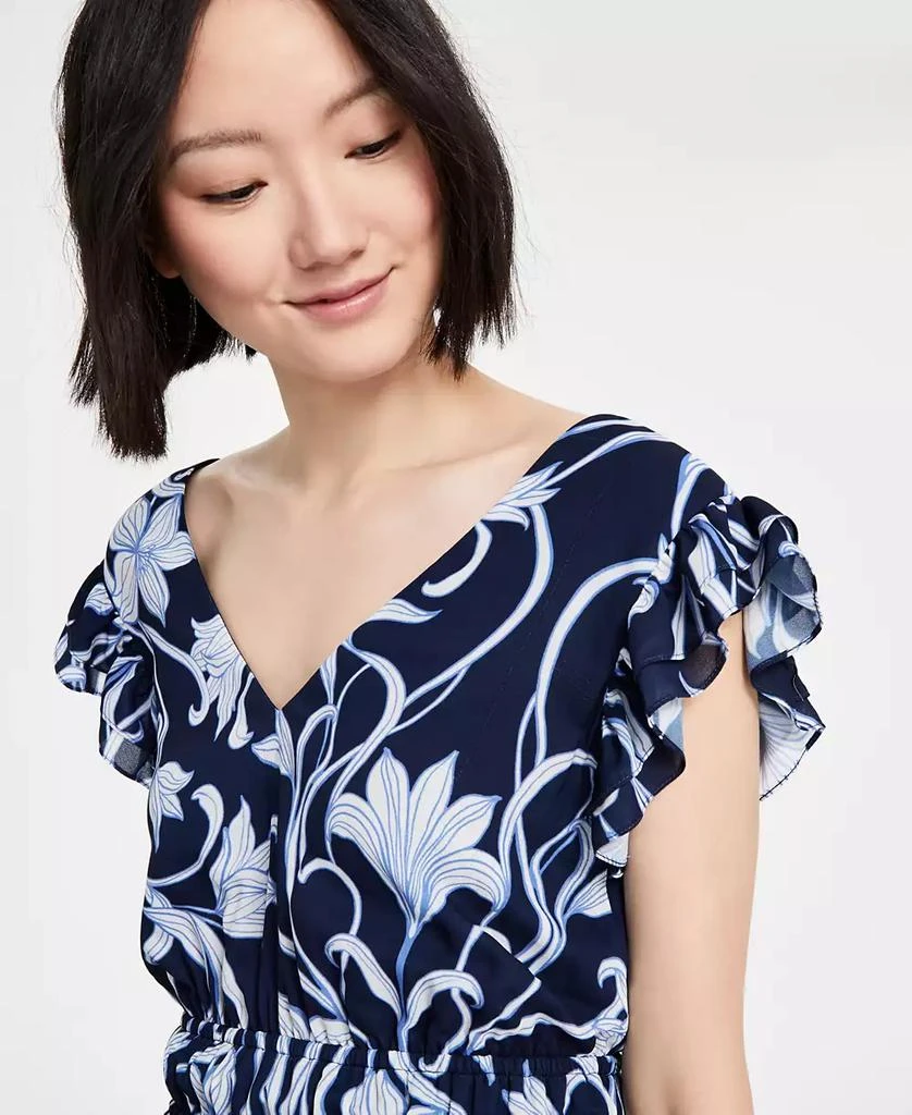 商品Anne Klein|Women's Printed Border-Trim Drawstring Maxi Dress,价格¥593,第4张图片详细描述