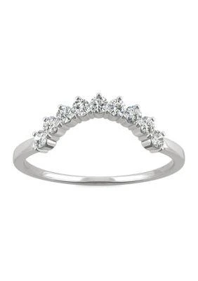 商品Charles & Colvard|Colvard 1 4 Ct. T.w. Moissanite Contoured Band In 14K White Gold,价格¥4809,第1张图片