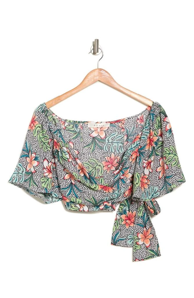 商品ROW A|Tropical Short Sleeve Wrap Crop Top,价格¥85,第3张图片详细描述