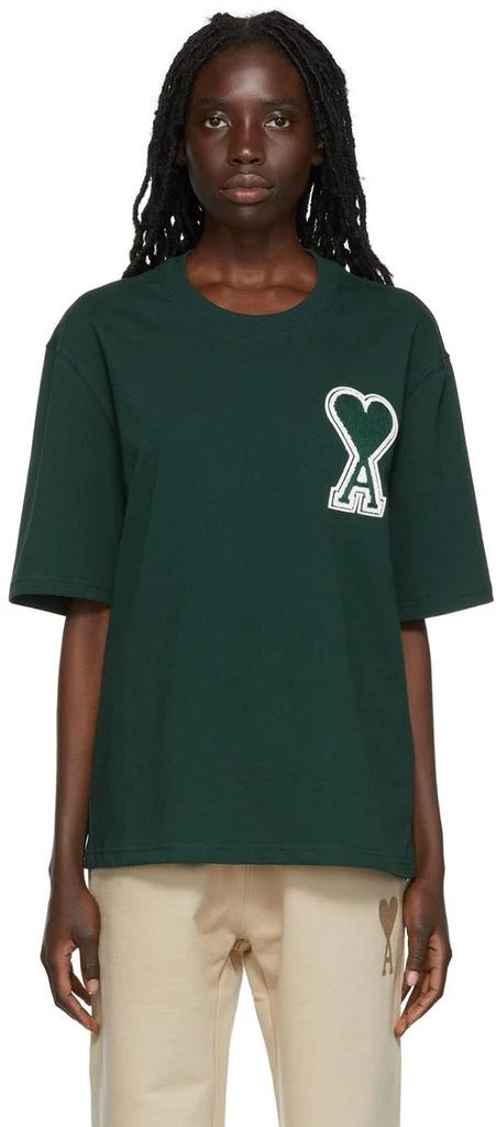 商品AMI|SSENSE Exclusive Green Cotton T-Shirt,价格¥890,第1张图片