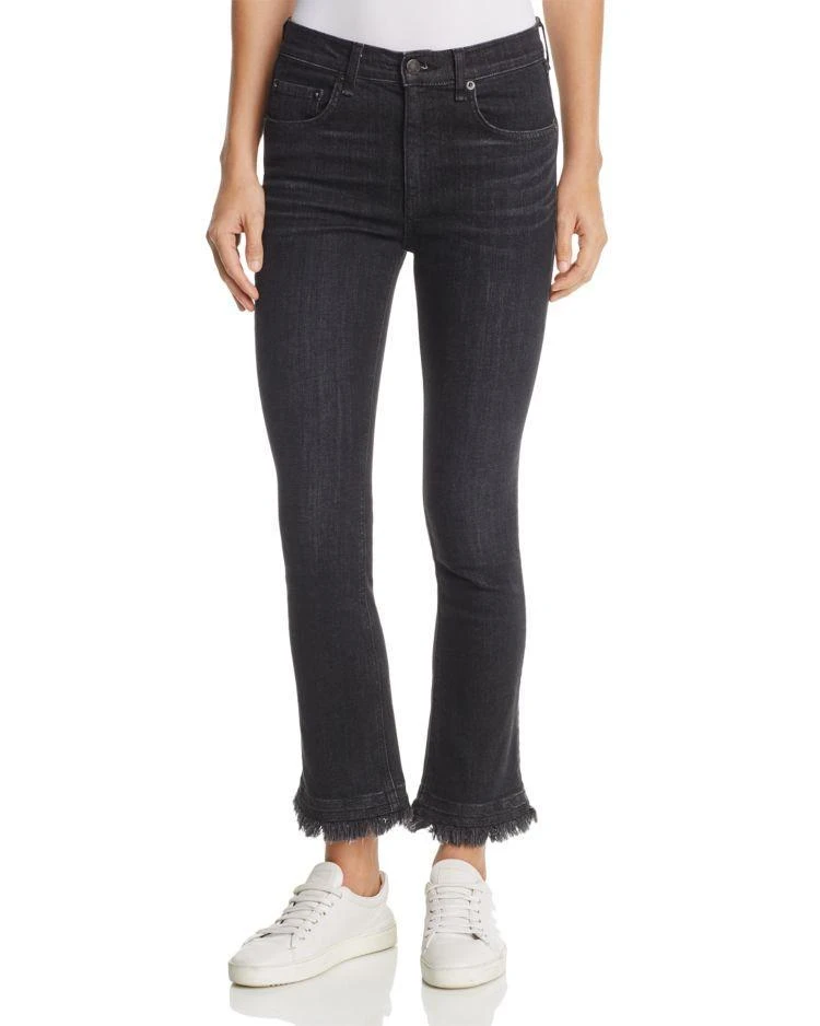 商品Rag & Bone|Hana Crop Flare Jeans in Black Croyden,价格¥1403,第1张图片