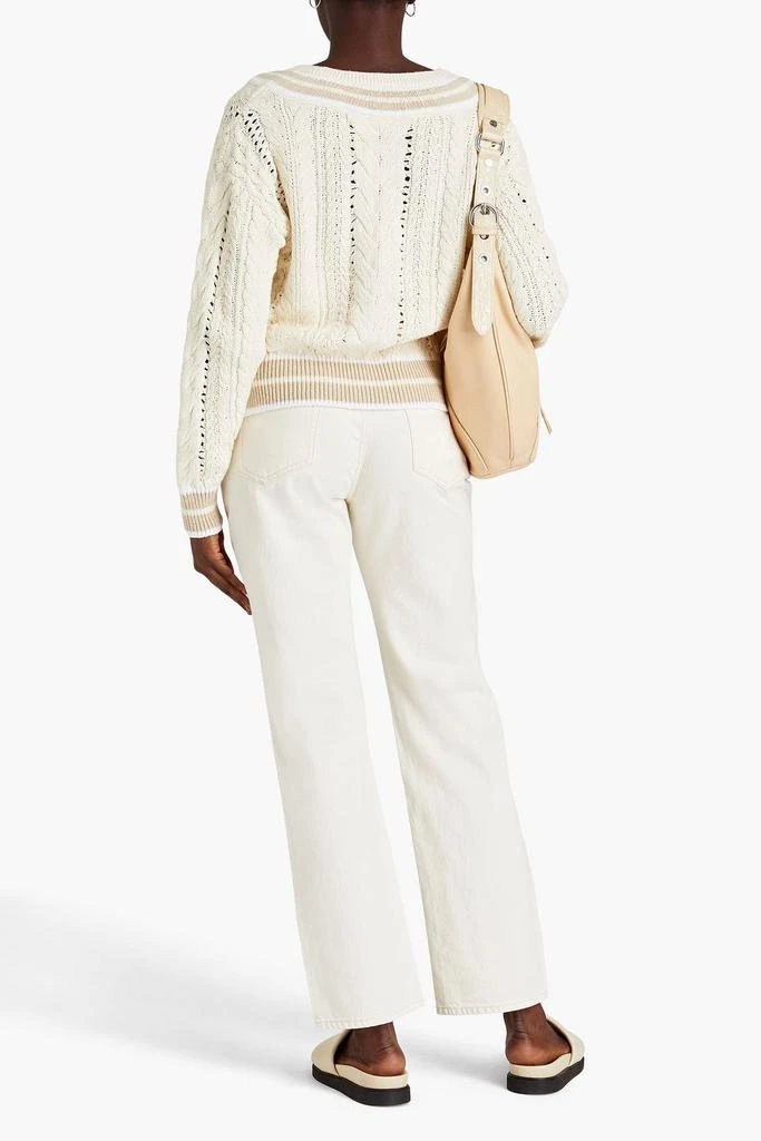 商品Rag & Bone|Brandi striped cable-knit cotton-blend sweater,价格¥557,第3张图片详细描述