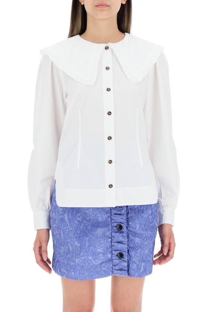 Ganni Cotton Shirt With Oversized Collar商品第2张图片规格展示