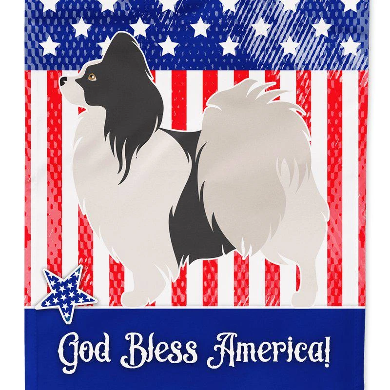 商品Caroline's Treasures|11 x 15 1/2 in. Polyester Papillon American Garden Flag 2-Sided 2-Ply,价格¥138,第1张图片