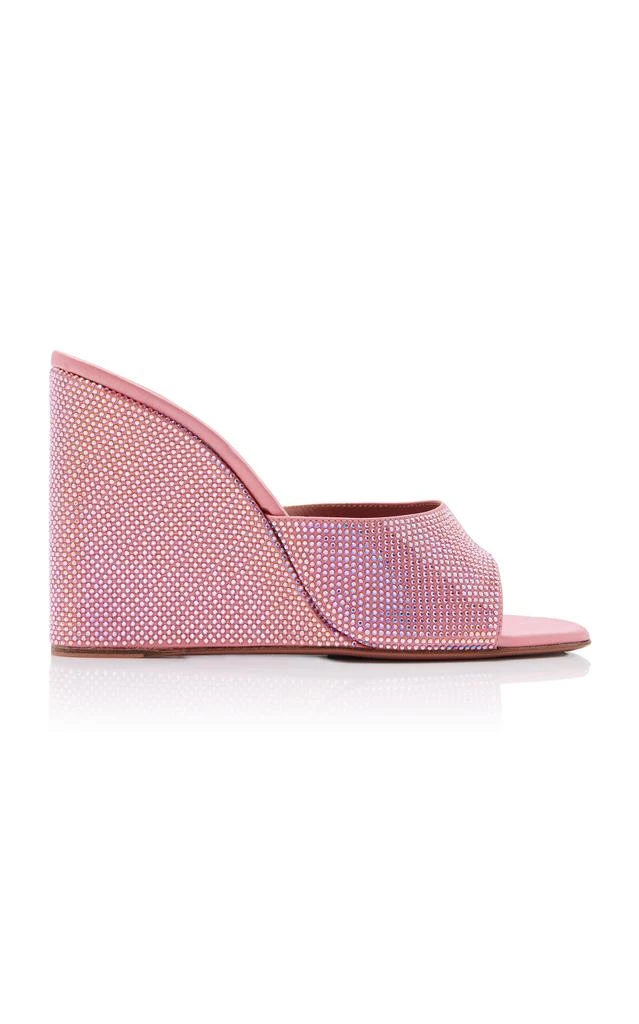 商品Amina Muaddi|Amina Muaddi - Lupita Crystal-Embellished Satin Wedge Sandals - Pink - IT 37 - Moda Operandi,价格¥4756,第1张图片