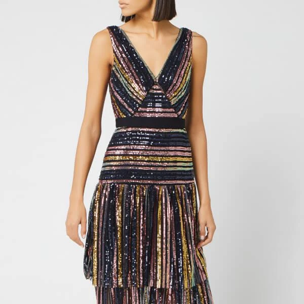 商品Self Portrait|Self-Portrait Women's Stripe Sequin Midi Dress - Multi,价格¥1411,第3张图片详细描述