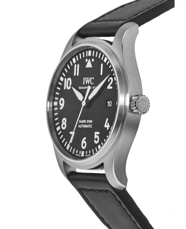 商品IWC Schaffhausen|IWC Pilot&apos;s Mark XVIII Black Dial Black Leather Strap Men&apos;s Watch IW327009,价格¥33765,第3张图片详细描述