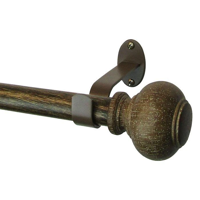 商品Elrene Home Fashions|Rhinebeck Adjustable Curtain Rod with Faux Wood Ball Finials, 48"-86",价格¥593,第1张图片
