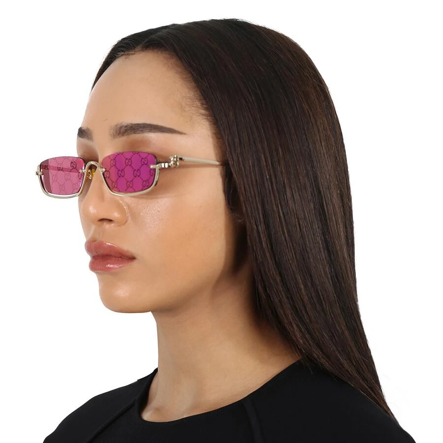 商品Gucci|Gucci Violet Logo Rectangular Unisex Sunglasses GG1278S 005 55,价格¥2395,第3张图片详细描述