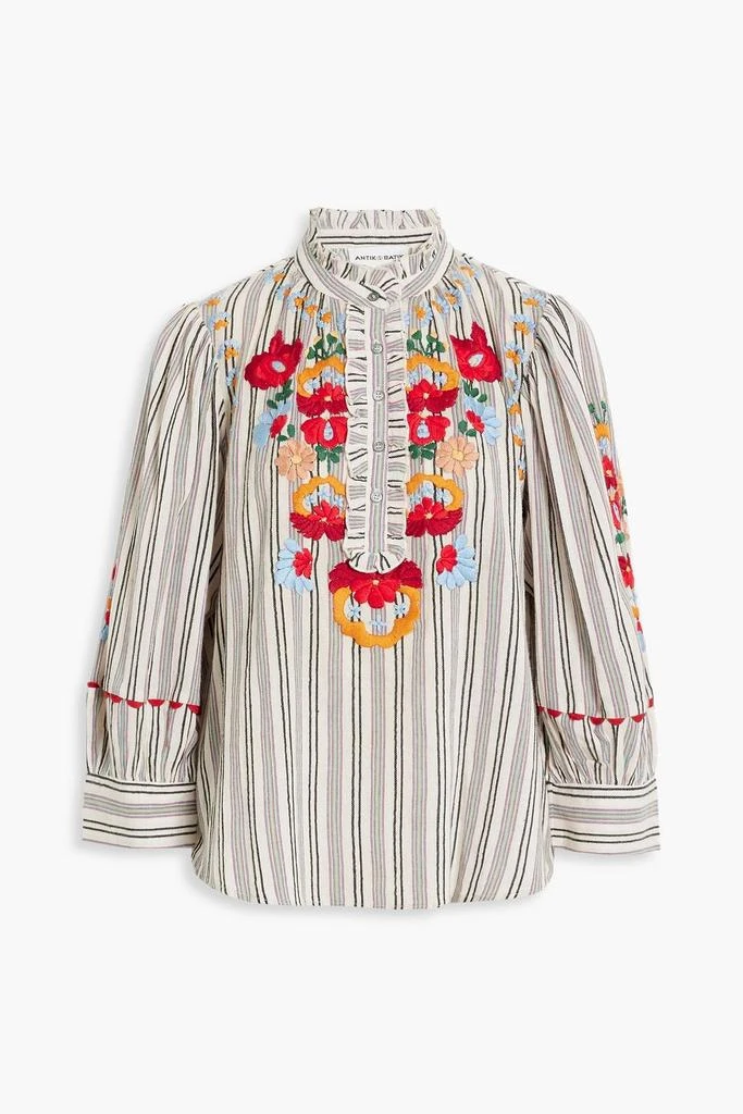 商品ANTIK BATIK|Juliette embroidered striped cotton-jacquard blouse,价格¥669,第1张图片