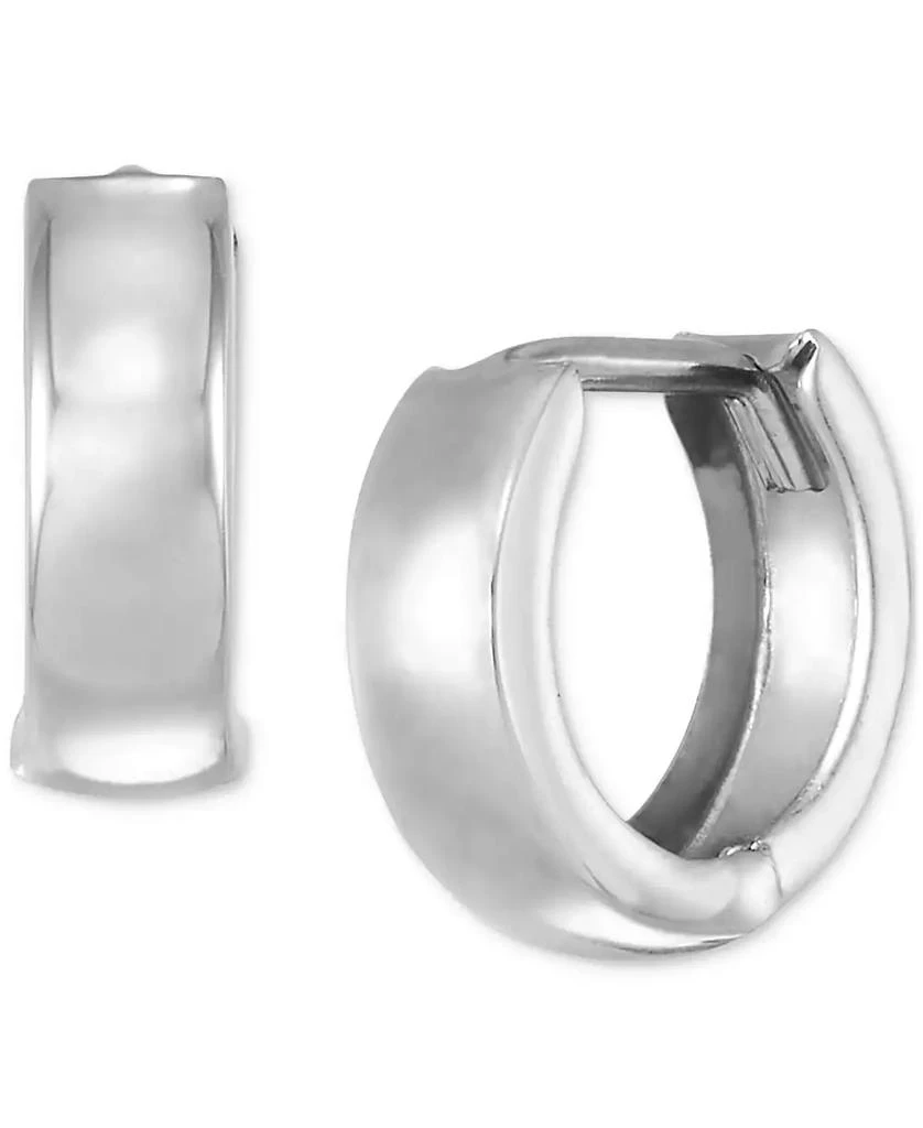 商品Macy's|Polished Wide Huggy Hoop Earrings in 10k White Gold,价格¥1709,第4张图片详细描述