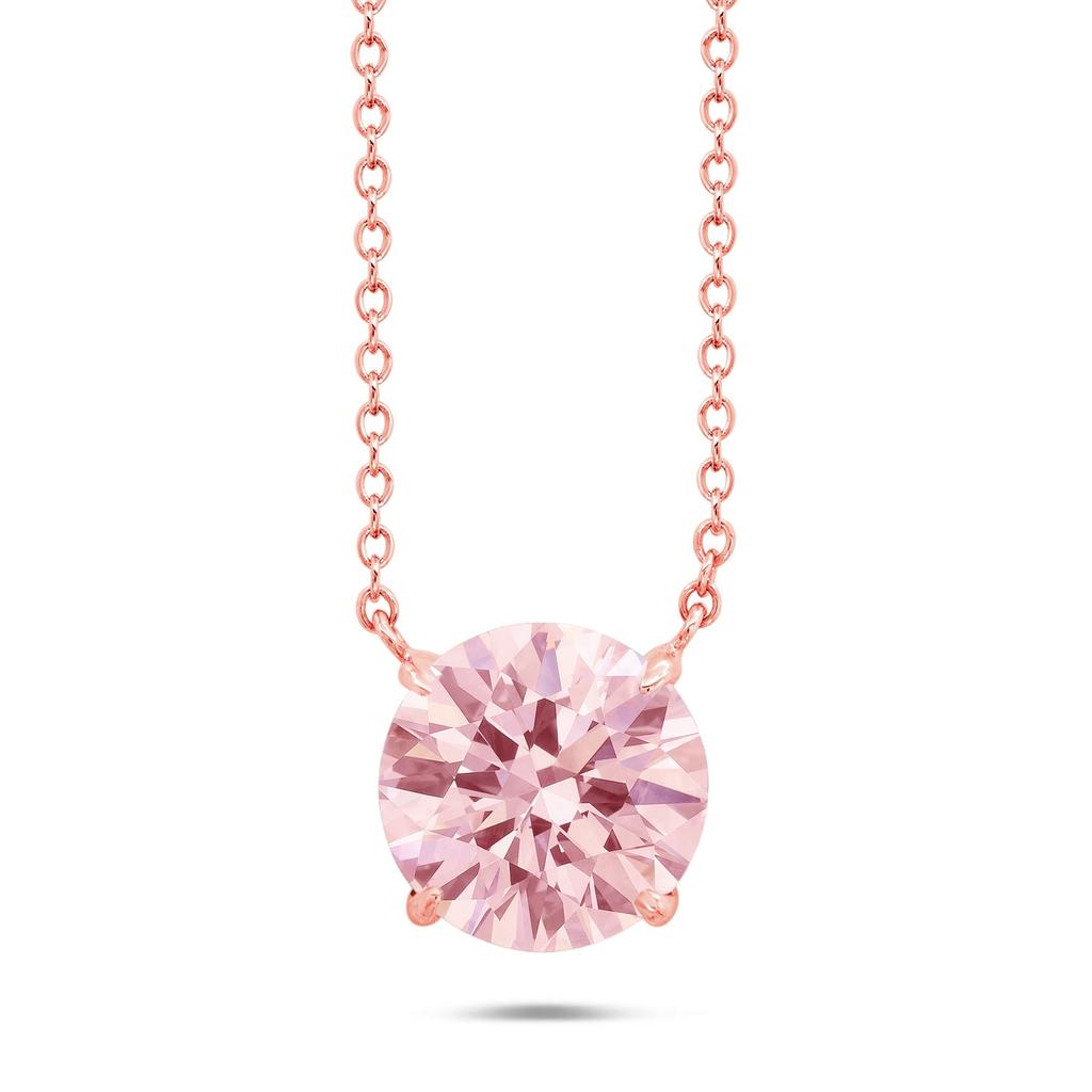 Sterling Silver and 14k Rose Gold Overlay Gemstone Round Solitaire Pendant Necklace on 18 Inch Adjustable Chain商品第5张图片规格展示