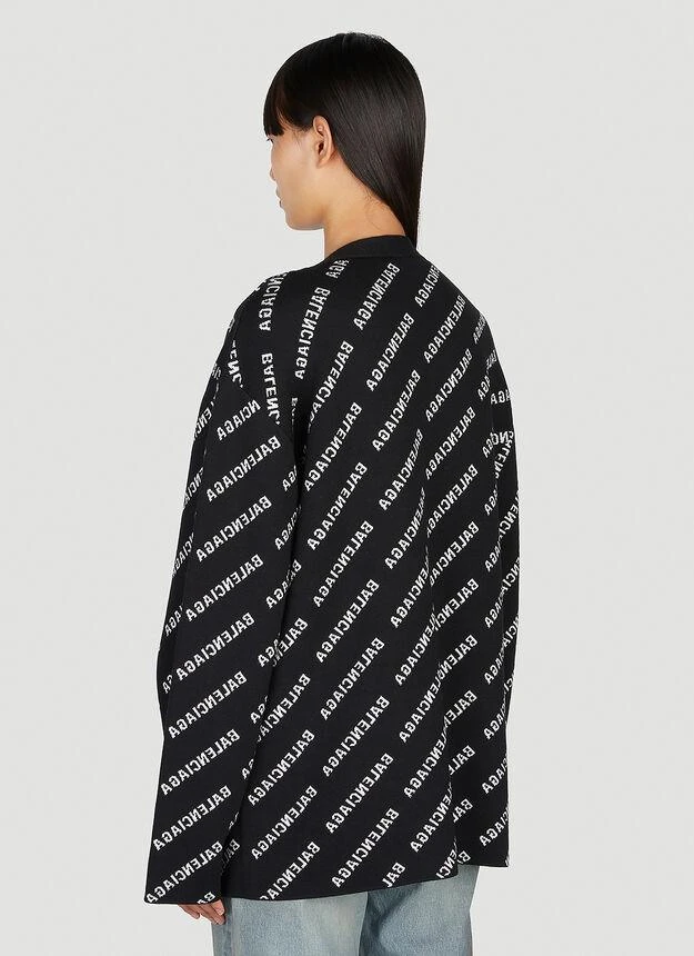 商品Balenciaga|All Over Logo Intarsia Cardigan in Black,价格¥13622,第4张图片详细描述