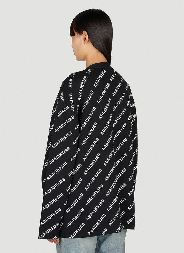 商品Balenciaga|All Over Logo Intarsia Cardigan in Black,价格¥11750,第6张图片详细描述