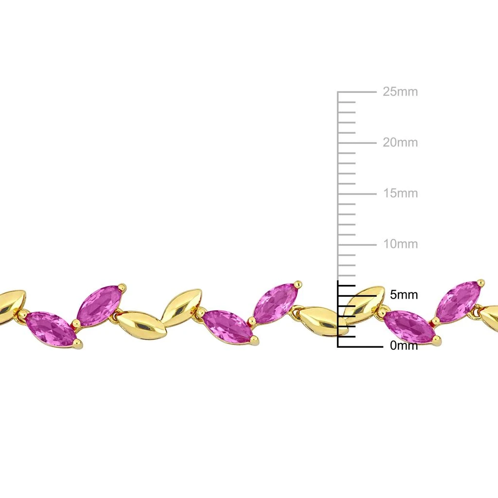 商品Mimi & Max|29 7/8ct TGW Created Pink Sapphire Leaf Necklace Bracelet Yellow Plated Sterling Silver,价格¥1302,第3张图片详细描述