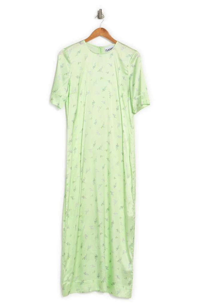 商品Ganni|Floral Short Sleeve Silk Blend Satin Maxi Dress,价格¥1034,第3张图片详细描述