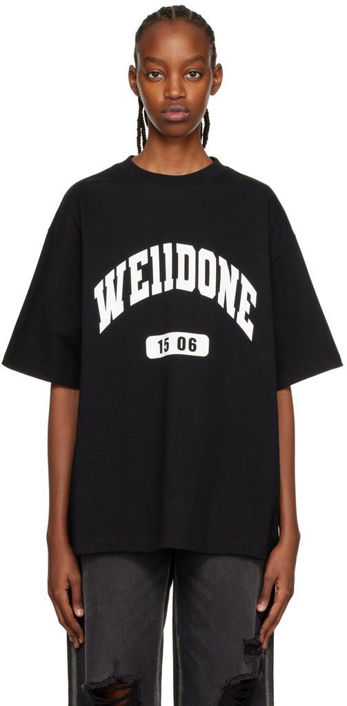 商品We11done|Black Old School Campus T-Shirt,价格¥901,第1张图片