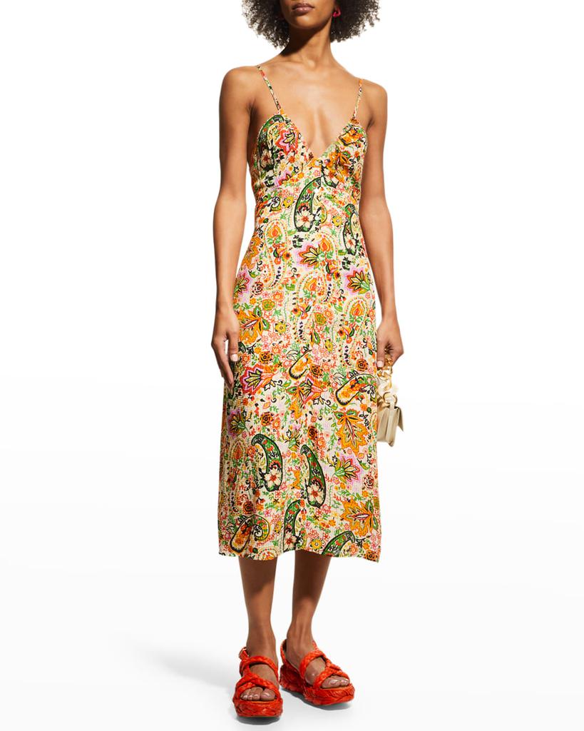 Baila Floral Button-Front A-Line Midi Dress商品第3张图片规格展示