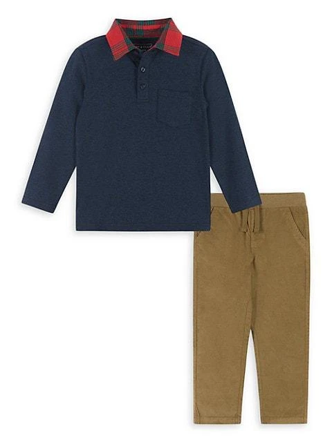 商品Andy & Evan|Little Boy's &amp; Boy's 2-Piece Holiday Pocket Shirt &amp; French Terry Pants,价格¥308,第1张图片