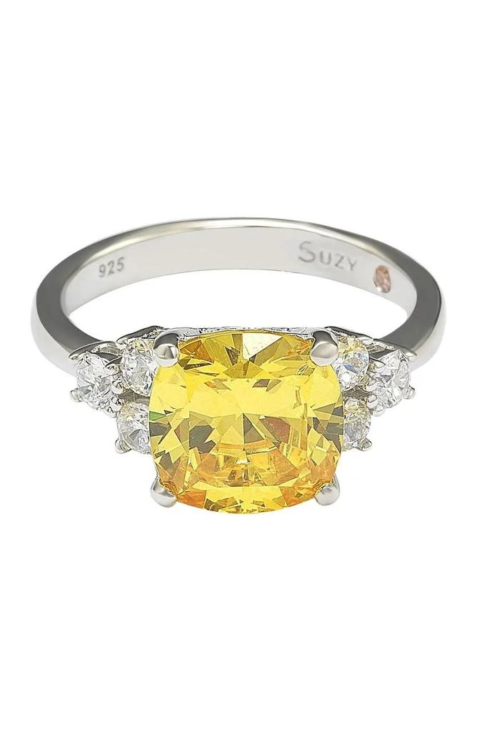 商品Suzy Levian|Sterling Silver Yellow Cubic Zirconia Engagement Ring,价格¥906,第1张图片