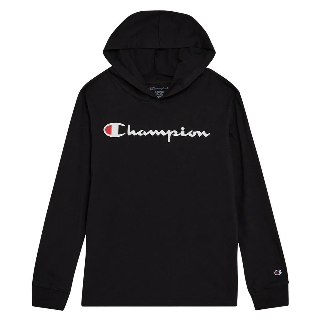 商品CHAMPION|Champion Kids Long Sleeve Hooded Shirt | Lightweight | Boys Clothes | Activewear,价格¥208,第1张图片
