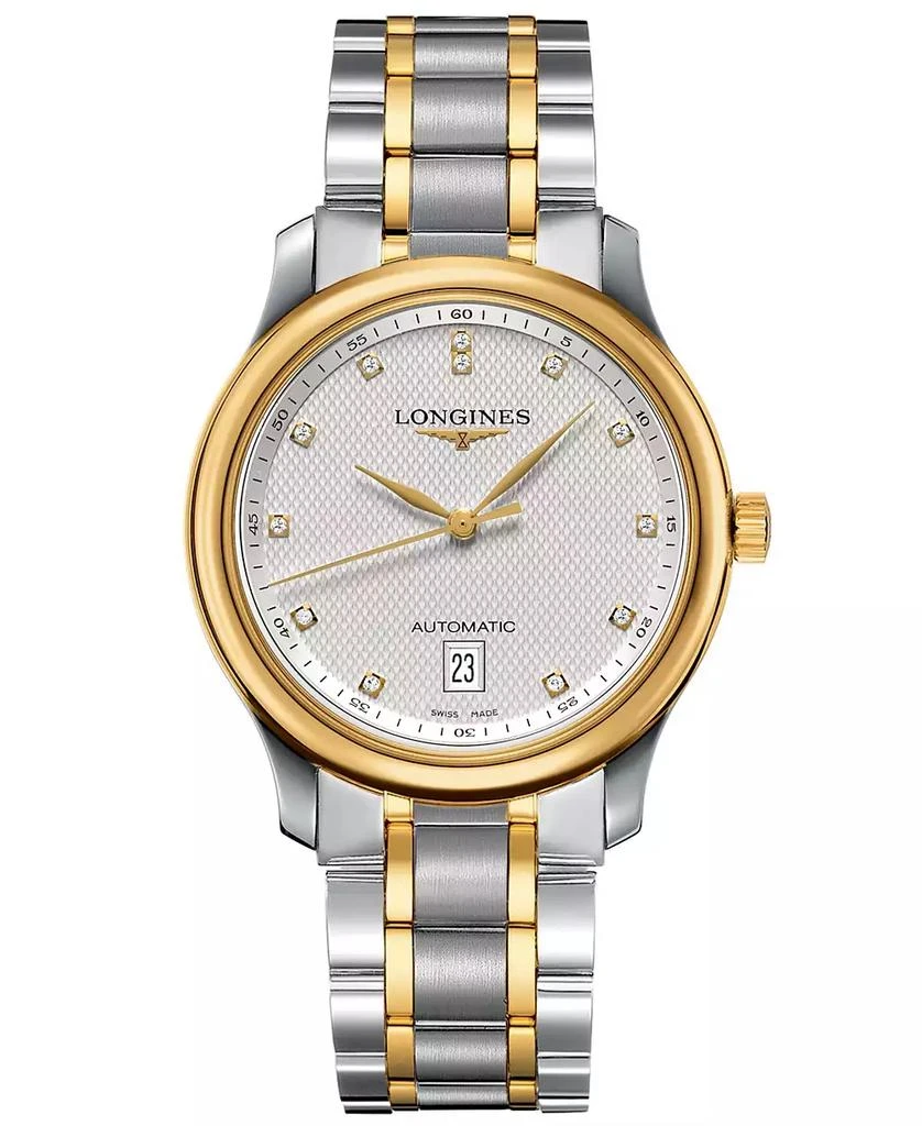 商品Longines|Men's Swiss Automatic Master Diamond Accent 18k Gold and Stainless Steel Bracelet Watch 39mm L26285777,价格¥30379,第1张图片
