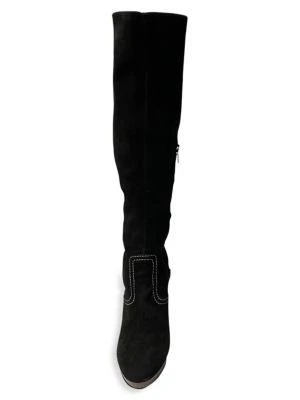 商品[二手商品] Burberry|Burberry Knee High Boots With Wooden Heels In Black Suede Boots,价格¥3523,第3张图片详细描述