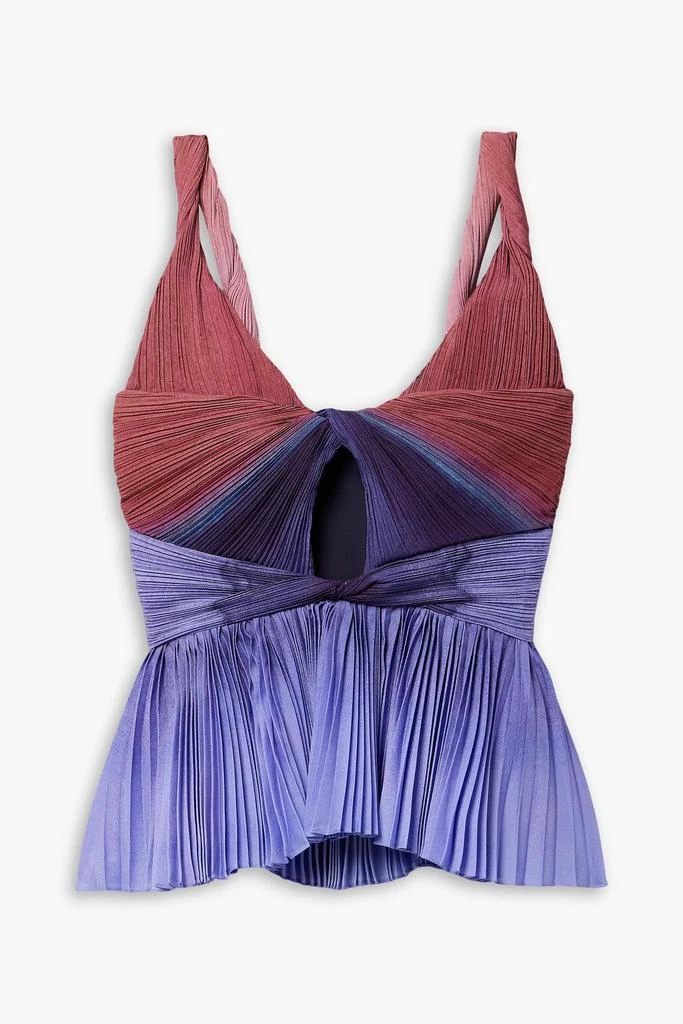 商品Altuzarra|Minoa twisted cutout tie-dyed plissé-crepe de chine top,价格¥4013,第1张图片