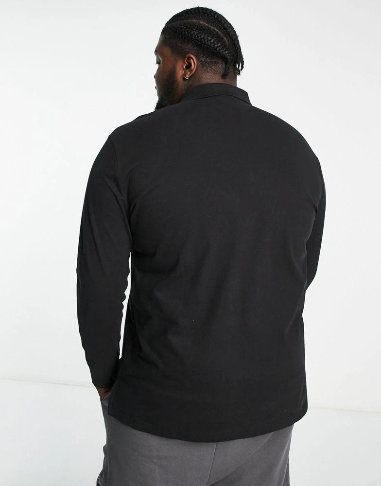 商品Calvin Klein|Calvin Klein Big & Tall long sleeve polo in black,价格¥479,第2张图片详细描述