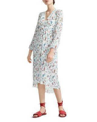 商品Maje|Rasiona Pleated Floral-Print Midi Dress,价格¥1946,第1张图片