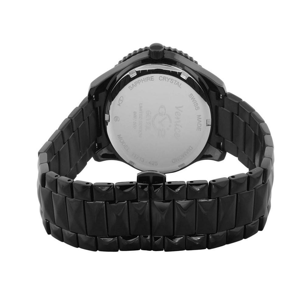 商品Gevril|Women's Venice Swiss Quartz Diamond Accents Ion Plating Black Stainless Steel Bracelet Watch 38.5mm,价格¥4509,第4张图片详细描述