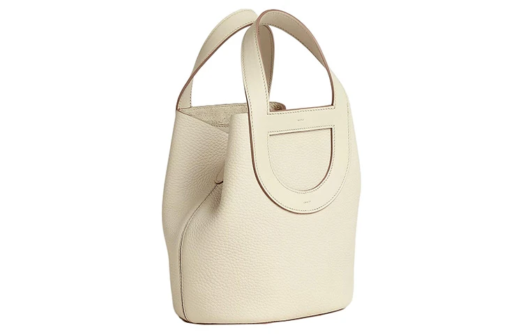 商品[国内直发] Hermes|爱马仕 In The Loop 18 银扣 Clémence公牛皮拼Swift小牛皮 菜篮子水桶包手提包 常规 女款 奶油白,价格¥38513,第4张图片详细描述