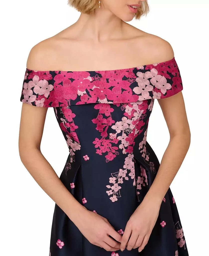 商品Adrianna Papell|Women's Floral-Print Off-The-Shoulder Dress,价格¥1302,第4张图片详细描述