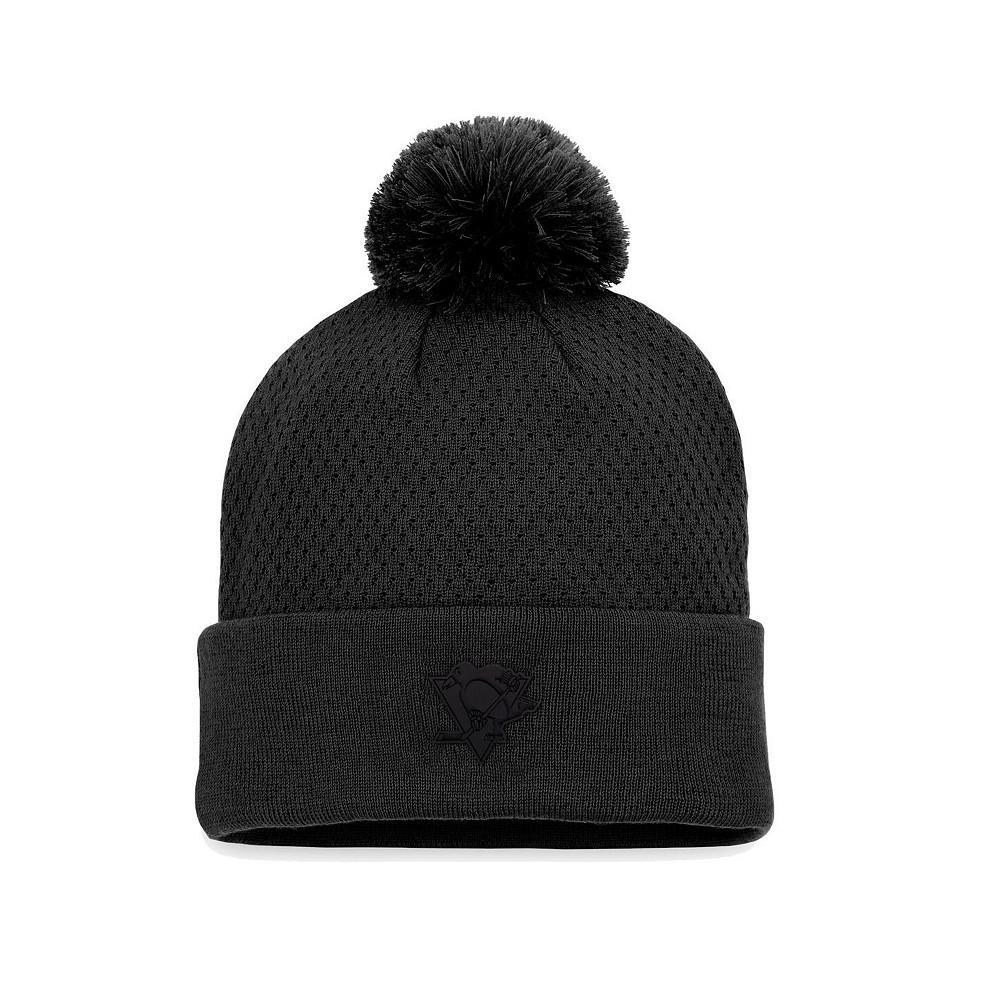 商品Fanatics|Women's Branded Black Pittsburgh Penguins Authentic Pro Road Cuffed Knit Hat with Pom,价格¥216,第1张图片