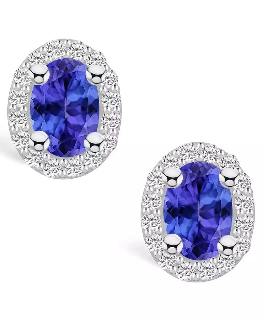 商品Macy's|Tanzanite (7/8 Ct. t.w.) and Diamond (1/4 Ct. t.w.) Halo Stud Earrings,价格¥12129,第3张图片详细描述
