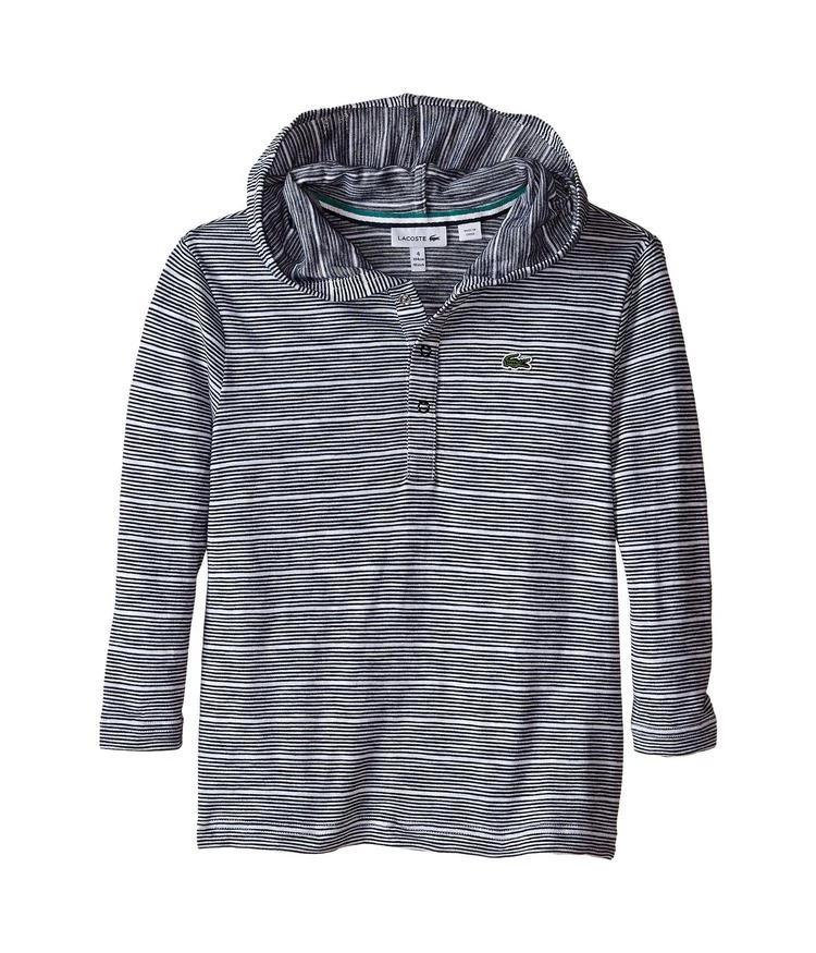 商品Lacoste|Long Sleeve Striped Henley Hooded Tee Shirt (Toddler/Little Kids/Big Kids),价格¥309,第1张图片