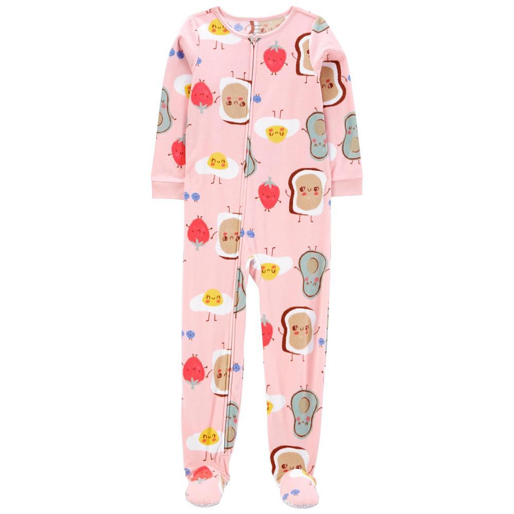Little Girls One-Piece Breakfast Fleece Footie Pajama商品第1张图片规格展示