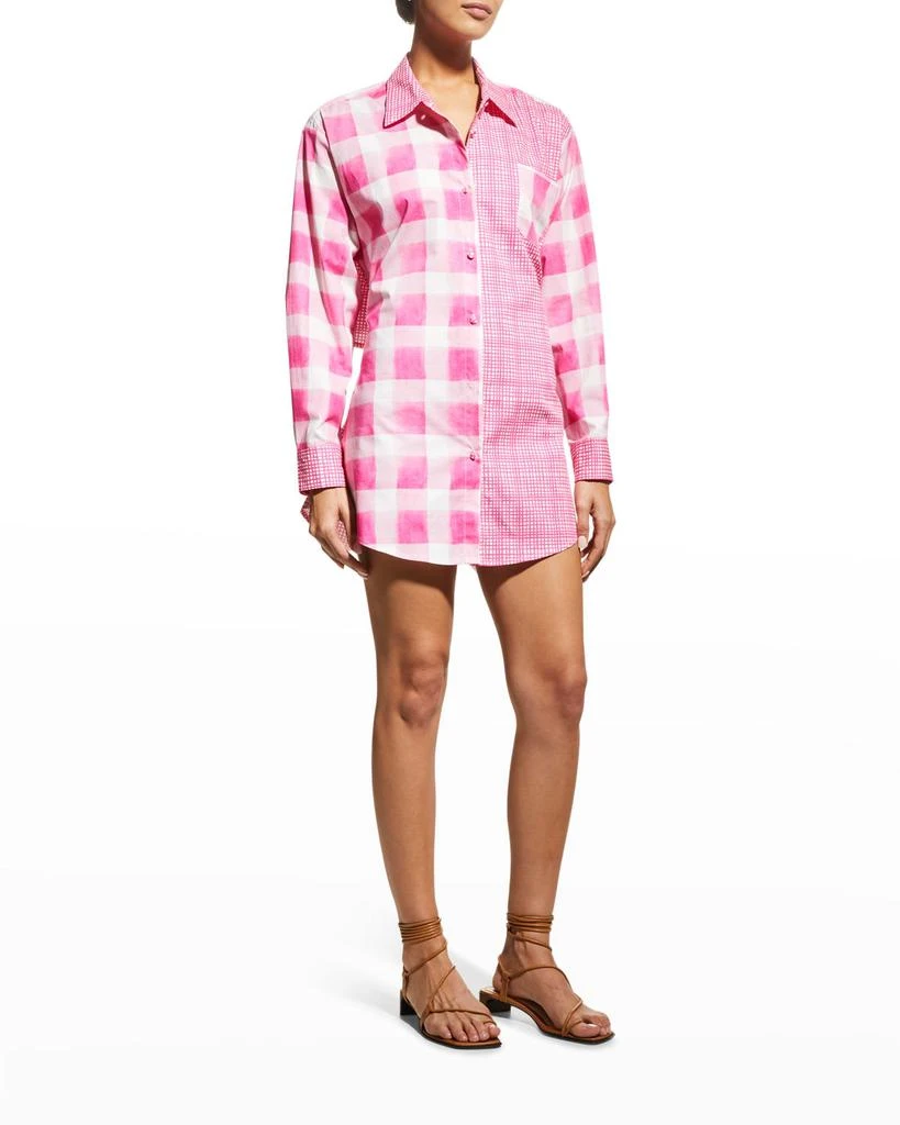 商品Solid & Striped|The Drawstring Oxford Gingham Cutout Tunic,价格¥557,第1张图片