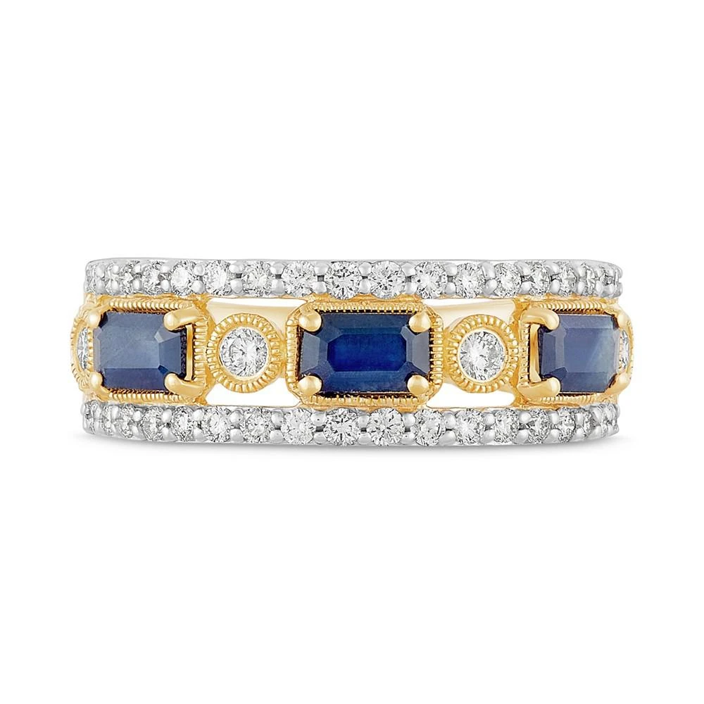 商品Macy's|Sapphire (1-1/20 ct. t.w.) & Diamond (1/2 ct. t.w.) Openwork Band in 14k Gold,价格¥6296,第3张图片详细描述