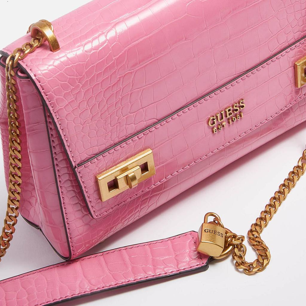 商品GUESS|Guess Women's Katey Croc Flap Shoulder Bag - Bright Pink,价格¥1091,第6张图片详细描述