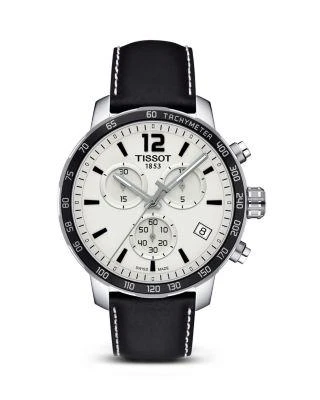 商品Tissot|Quickster Men's Quartz Chronograph Black and Silver Dial Watch, 42mm,价格¥1560,第1张图片详细描述