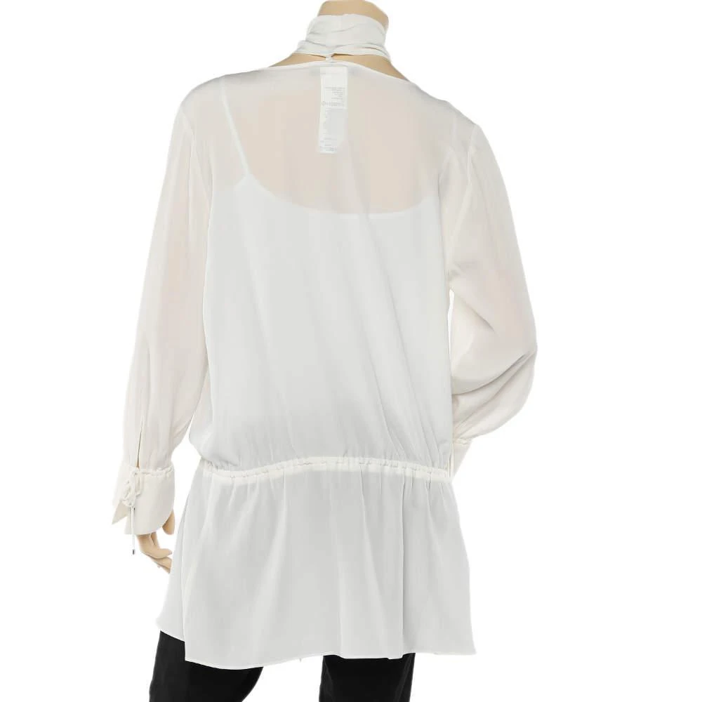 商品[二手商品] Max Mara|Max Mara Studio White Silk Neck Tie Detail Top XL,价格¥923,第3张图片详细描述