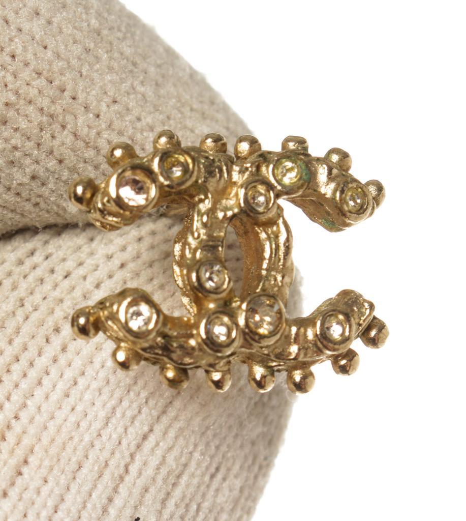 商品[二手商品] Chanel|Chanel Rhinestone Gold CC Earrings,价格¥8560,第5张图片详细描述