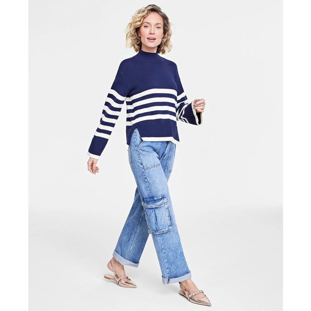 商品On 34th|Women's Mock Neck Sailor-Stripe Sweater, Created for Macy's,价格¥178,第1张图片