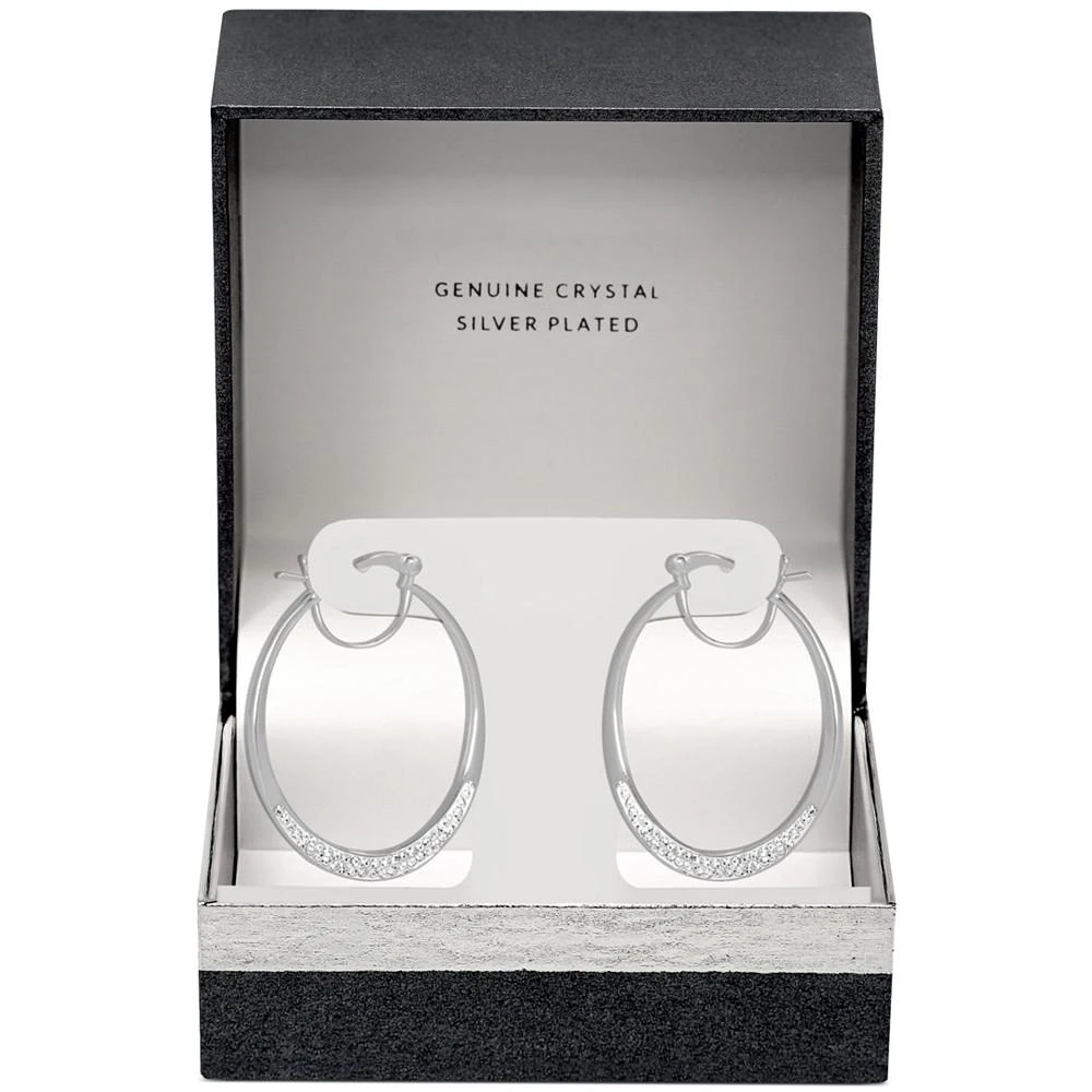 Crystal Oval Hoop Earrings in Silver-Plate or Gold Plate 商品