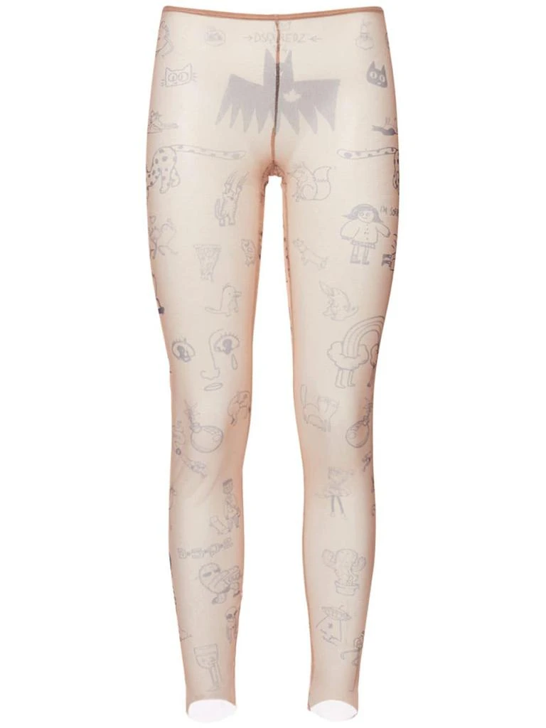 商品DSQUARED2|Printed Mesh Leggings,价格¥351,第1张图片